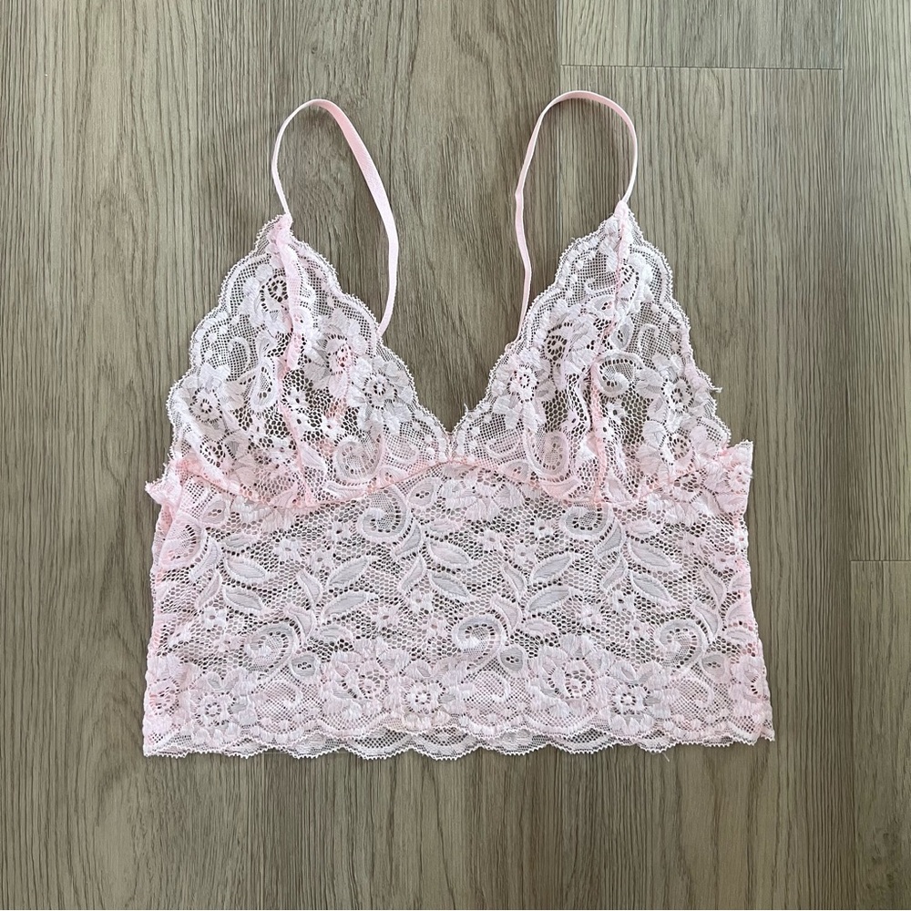 Hillard & Hanson Sheer Lace Light Pink Bralette